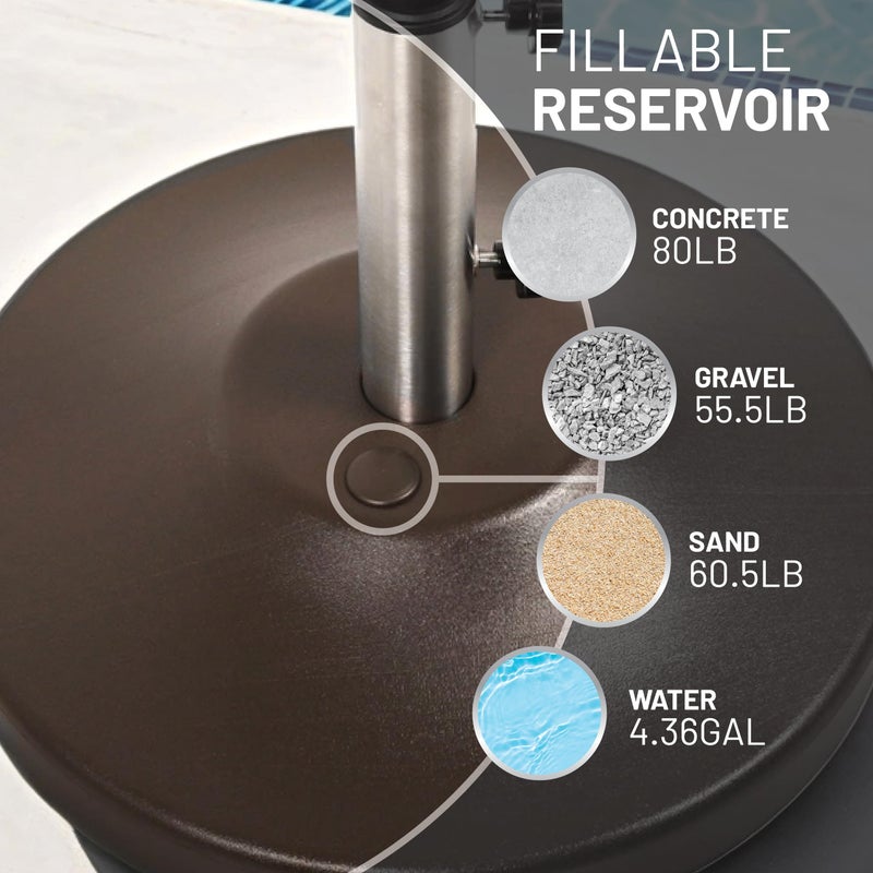 US Weight Fillable Free Standing Umbrella Base, Empty, Bronze - Image 4